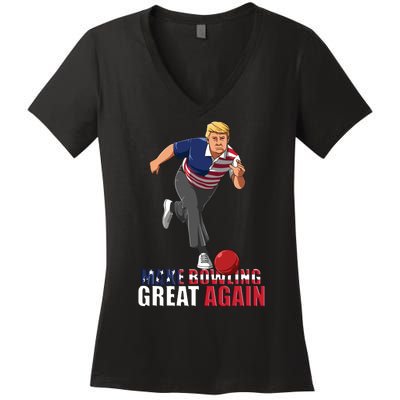 Make Bowling Great Again Women's V-Neck T-Shirt