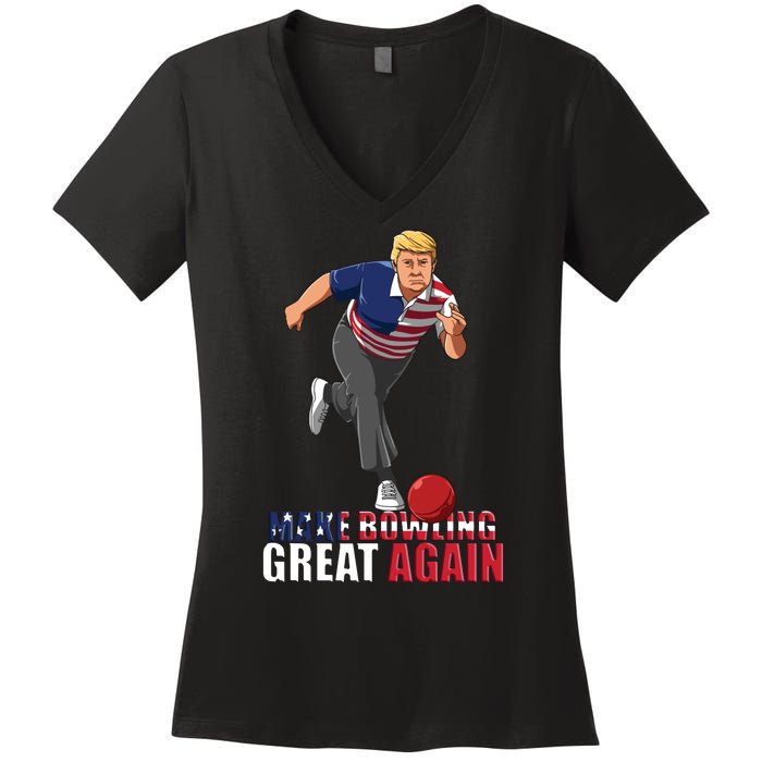 Make Bowling Great Again Women's V-Neck T-Shirt