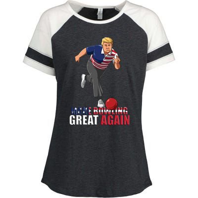 Make Bowling Great Again Enza Ladies Jersey Colorblock Tee