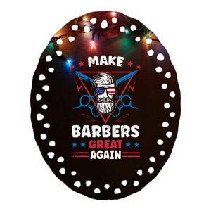 Make Barbers Great Again Cool Barbers For Trump 2024 Ceramic Oval Ornament