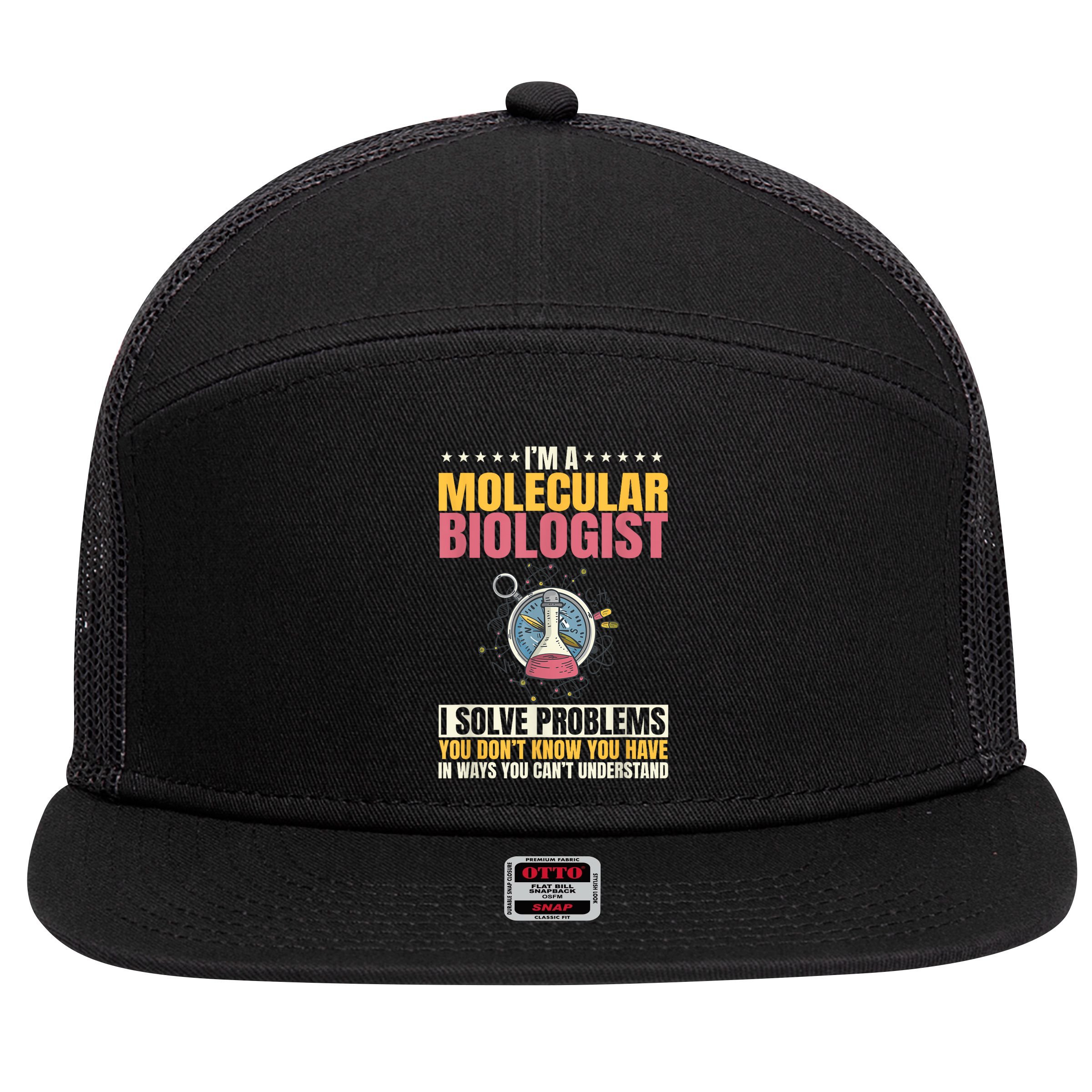 Molecular Biologist Genetic Scientist DNA Biology Science 7 Panel Mesh Trucker Snapback Hat