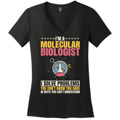 Molecular Biologist Genetic Scientist DNA Biology Science Women's V-Neck T-Shirt