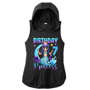 Mermaid Birthday Girl 7 Years Old Mermaid 7th Birthday Girls Ladies PosiCharge Tri-Blend Wicking Draft Hoodie Tank