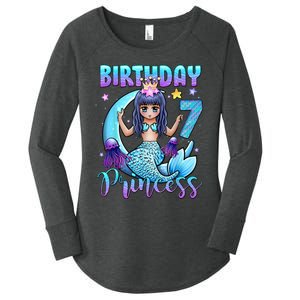 Mermaid Birthday Girl 7 Years Old Mermaid 7th Birthday Girls Women's Perfect Tri Tunic Long Sleeve Shirt