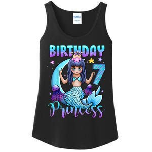 Mermaid Birthday Girl 7 Years Old Mermaid 7th Birthday Girls Ladies Essential Tank