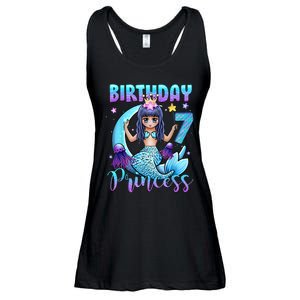 Mermaid Birthday Girl 7 Years Old Mermaid 7th Birthday Girls Ladies Essential Flowy Tank