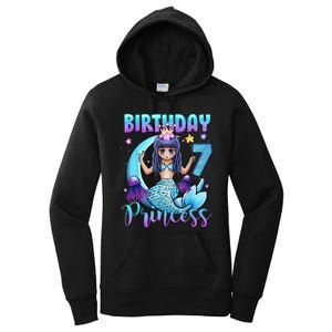 Mermaid Birthday Girl 7 Years Old Mermaid 7th Birthday Girls Women's Pullover Hoodie