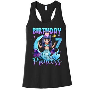 Mermaid Birthday Girl 7 Years Old Mermaid 7th Birthday Girls Women's Racerback Tank