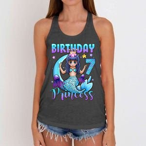 Mermaid Birthday Girl 7 Years Old Mermaid 7th Birthday Girls Women's Knotted Racerback Tank