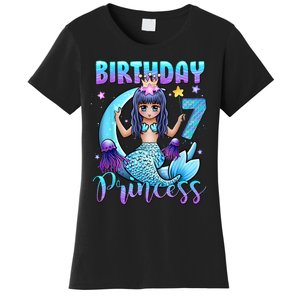 Mermaid Birthday Girl 7 Years Old Mermaid 7th Birthday Girls Women's T-Shirt