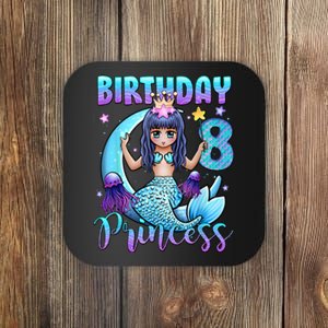 Mermaid Birthday Girl 8 Years Old Mermaid 8th Birthday Girls Coaster