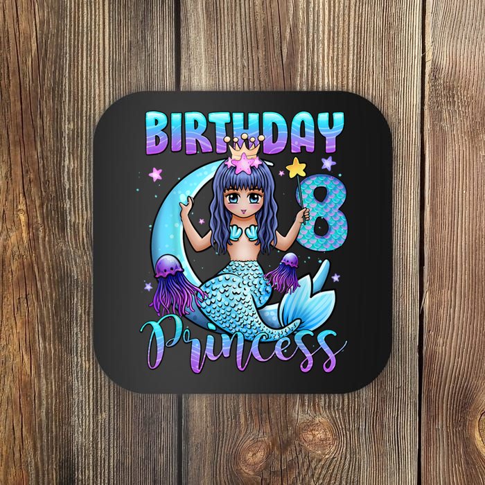 Mermaid Birthday Girl 8 Years Old Mermaid 8th Birthday Girls Coaster