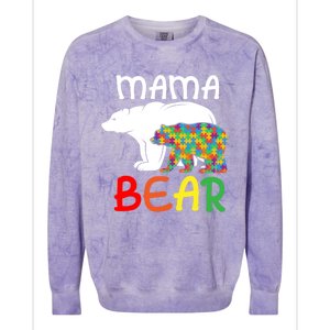 Mama Bear Gift Unique Autism Mom Autistic Mother Support Gift Colorblast Crewneck Sweatshirt