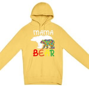 Mama Bear Gift Unique Autism Mom Autistic Mother Support Gift Premium Pullover Hoodie