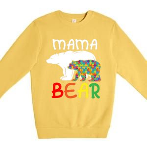 Mama Bear Gift Unique Autism Mom Autistic Mother Support Gift Premium Crewneck Sweatshirt