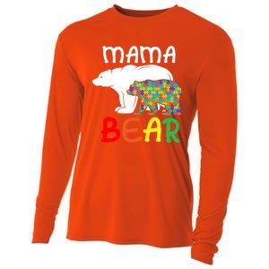 Mama Bear Gift Unique Autism Mom Autistic Mother Support Gift Cooling Performance Long Sleeve Crew