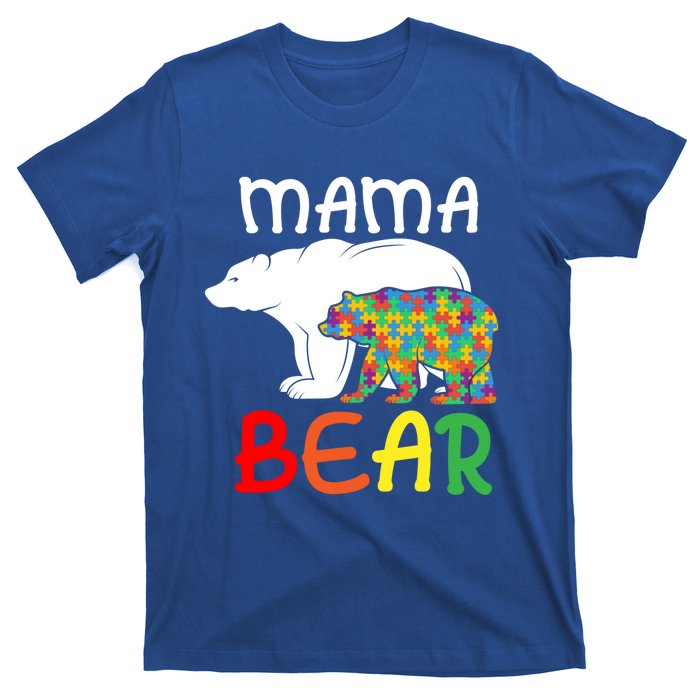 Mama Bear Gift Unique Autism Mom Autistic Mother Support Gift T-Shirt