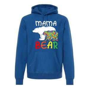 Mama Bear Gift Unique Autism Mom Autistic Mother Support Gift Premium Hoodie