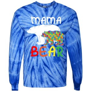 Mama Bear Gift Unique Autism Mom Autistic Mother Support Gift Tie-Dye Long Sleeve Shirt