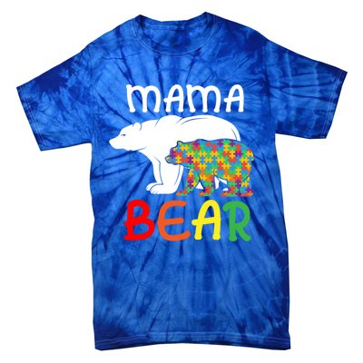 Mama Bear Gift Unique Autism Mom Autistic Mother Support Gift Tie-Dye T-Shirt