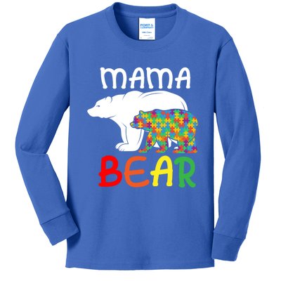 Mama Bear Gift Unique Autism Mom Autistic Mother Support Gift Kids Long Sleeve Shirt