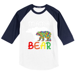 Mama Bear Gift Unique Autism Mom Autistic Mother Support Gift Baseball Sleeve Shirt