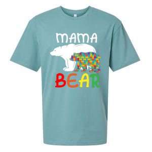 Mama Bear Gift Unique Autism Mom Autistic Mother Support Gift Sueded Cloud Jersey T-Shirt