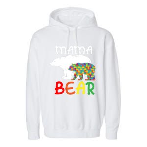 Mama Bear Gift Unique Autism Mom Autistic Mother Support Gift Garment-Dyed Fleece Hoodie