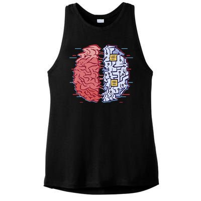 Machine Brain Glitch Ladies PosiCharge Tri-Blend Wicking Tank