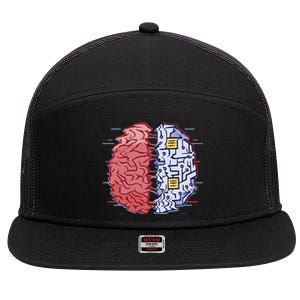 Machine Brain Glitch 7 Panel Mesh Trucker Snapback Hat