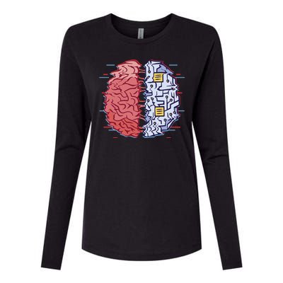 Machine Brain Glitch Womens Cotton Relaxed Long Sleeve T-Shirt