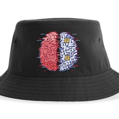 Machine Brain Glitch Sustainable Bucket Hat
