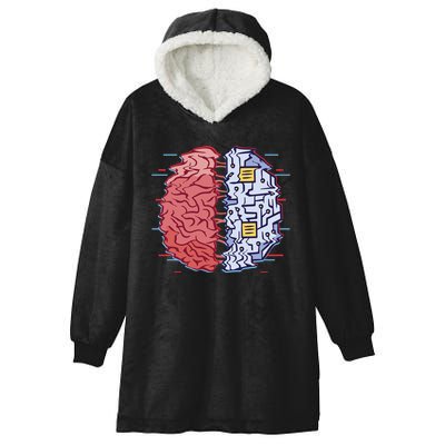 Machine Brain Glitch Hooded Wearable Blanket