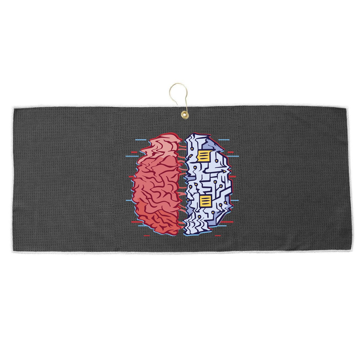 Machine Brain Glitch Large Microfiber Waffle Golf Towel