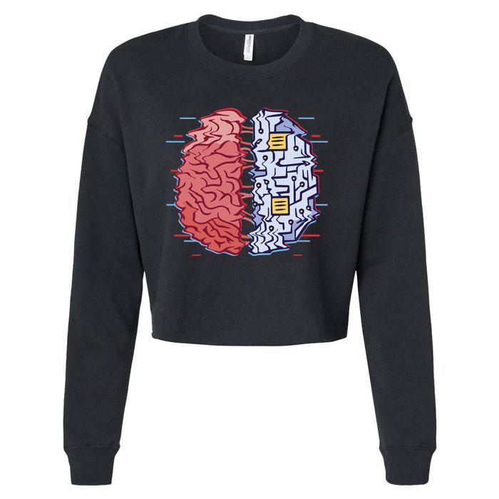 Machine Brain Glitch Cropped Pullover Crew