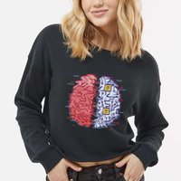 Machine Brain Glitch Cropped Pullover Crew