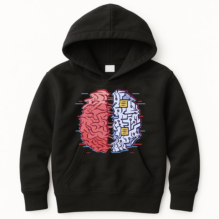 Machine Brain Glitch Kids Hoodie