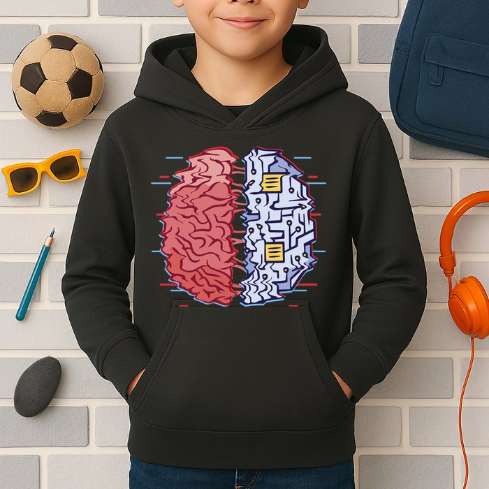 Machine Brain Glitch Kids Hoodie