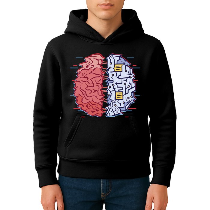Machine Brain Glitch Kids Hoodie