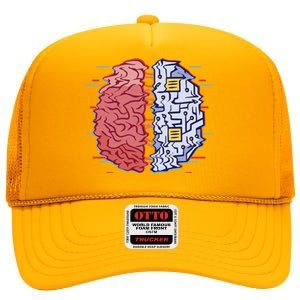 Machine Brain Glitch High Crown Mesh Back Trucker Hat