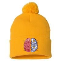 Machine Brain Glitch Pom Pom 12in Knit Beanie