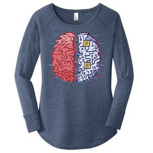 Machine Brain Glitch Women's Perfect Tri Tunic Long Sleeve Shirt