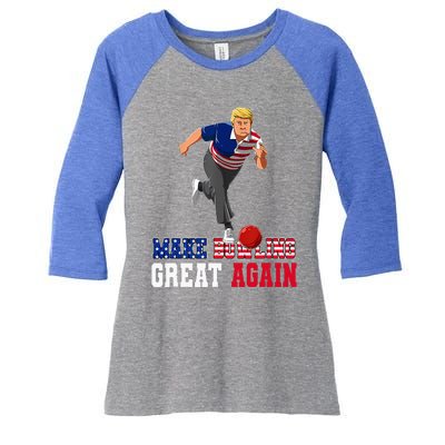 Make Bowling Great Again Trump Women's Tri-Blend 3/4-Sleeve Raglan Shirt