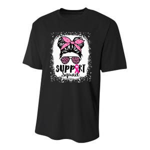 Messy Bun Glasses Pink Support Squad Breast Cancer Awareness Youth Performance Sprint T-Shirt