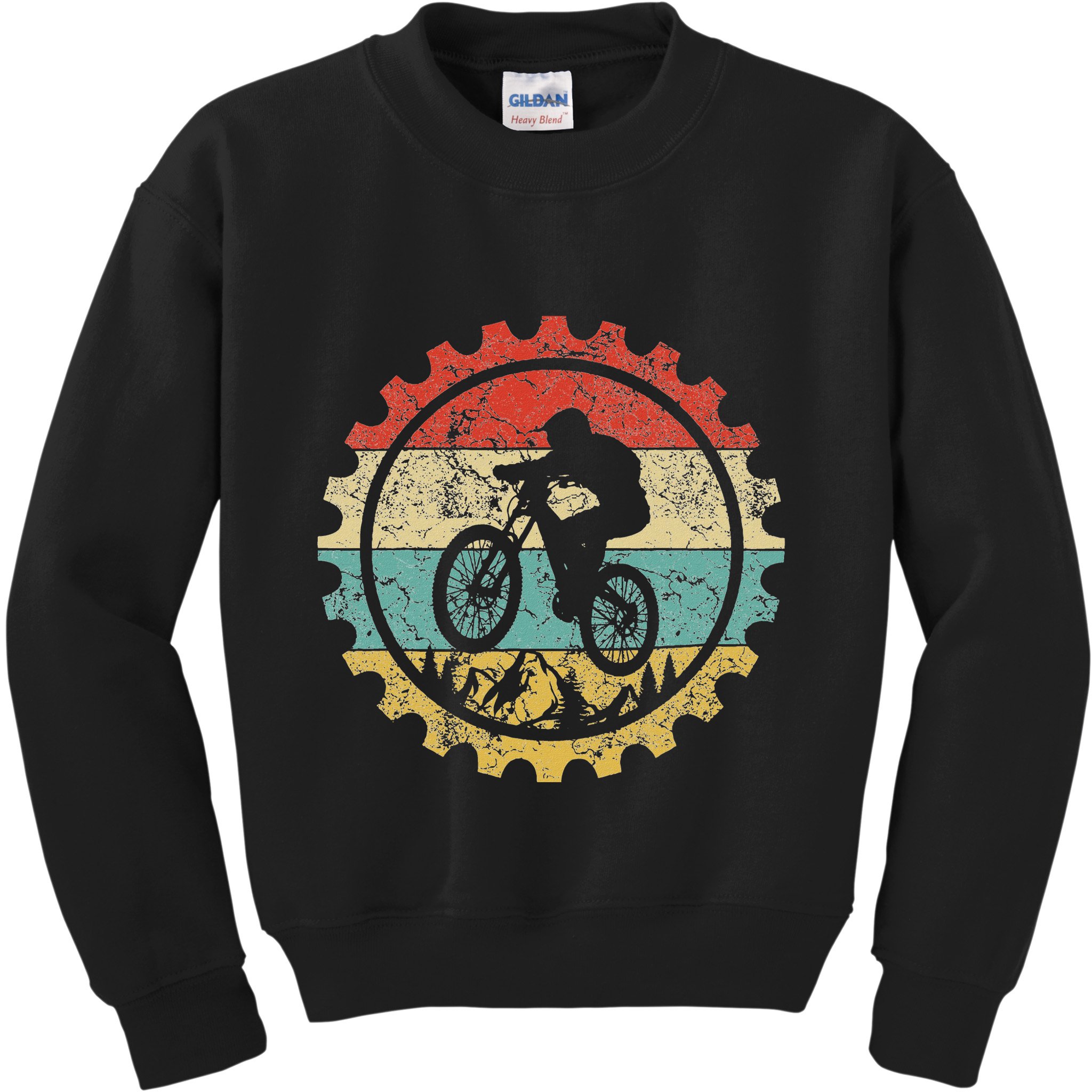 Mountain Biking Gear Retro Vintage Mtb Bicycle Bike Rider Kids Sweatshirt