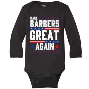 Make Barbers Great Again Barbers For Trump 2024 Baby Long Sleeve Bodysuit