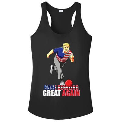 Make Bowling Great Again Funny Trump Bowling Gift Ladies PosiCharge Competitor Racerback Tank