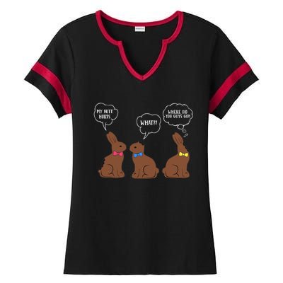 My Butt Hurts Chocolate Bunny Easter Funny Ladies Halftime Notch Neck Tee