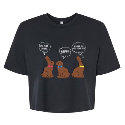 My Butt Hurts Chocolate Bunny Easter Funny Bella+Canvas Jersey Crop Tee