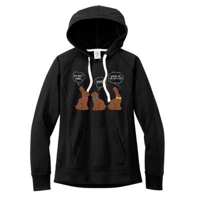 My Butt Hurts Chocolate Bunny Easter Funny Women's Fleece Hoodie